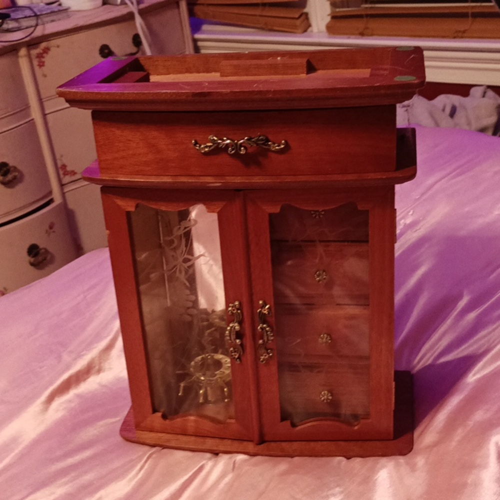 VINTAGE JEWELRY BOX ANTIQUE wood